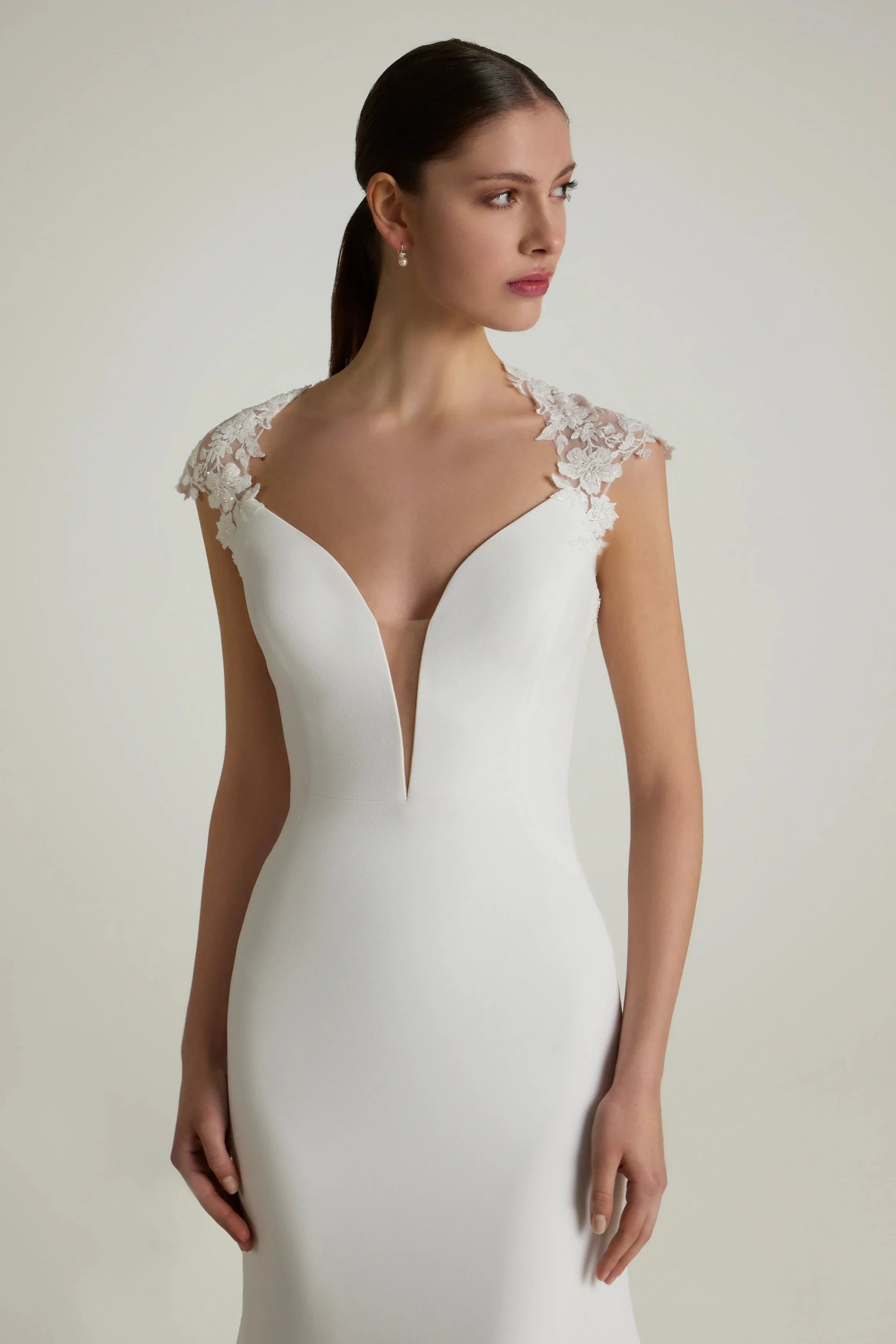 Queen Anne Neckline Wedding Dresses | Krismil Bridal Queen Anne Neckline Wedding Dresses | Krismil Bridal
