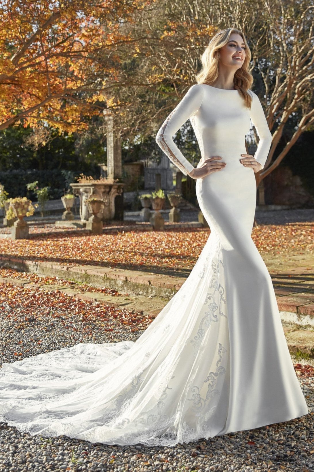 Modest Lace Mermaid Wedding Dress With Sleeves Abaco Krismil