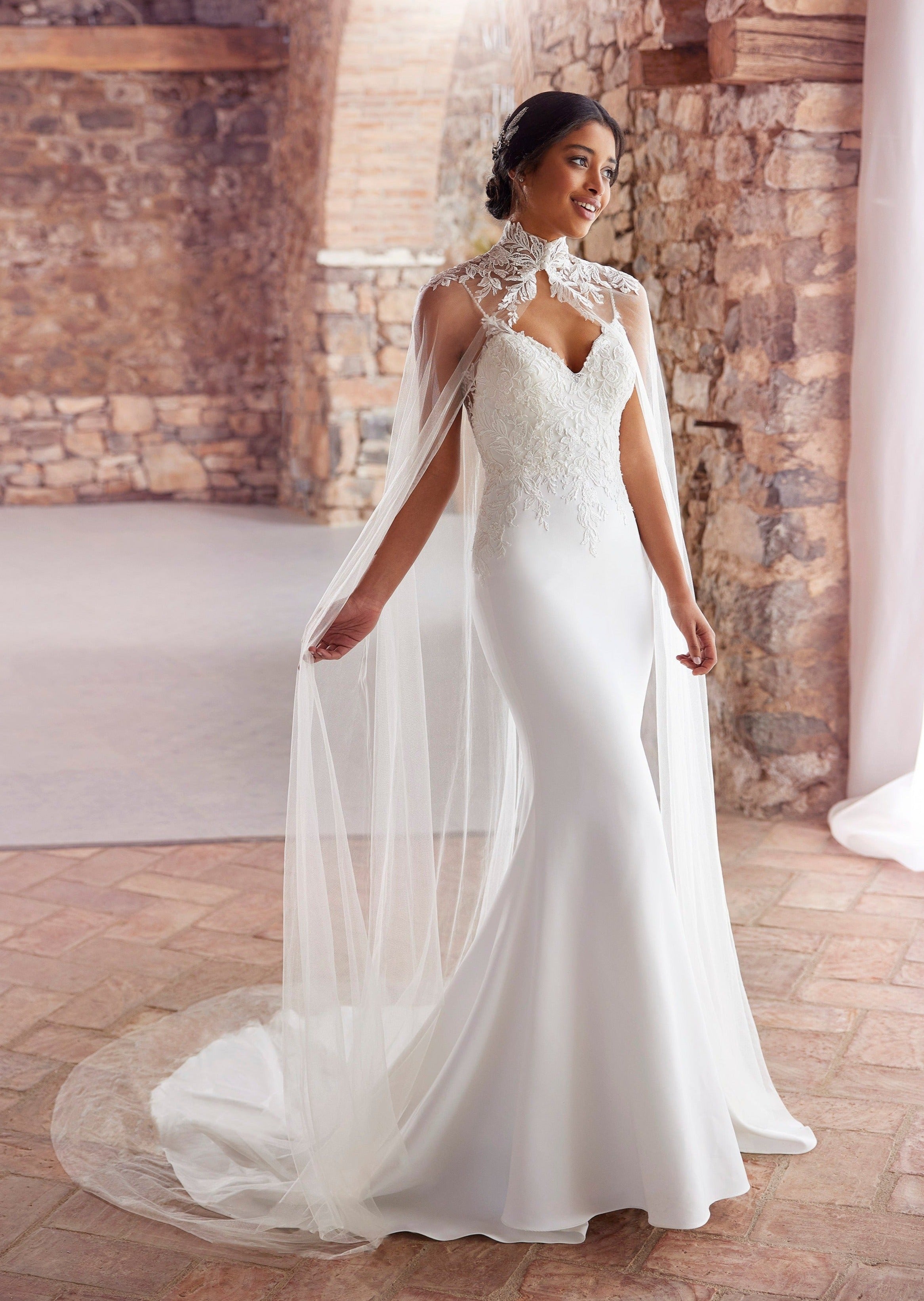 Mermaid wedding dress with cape hotsell