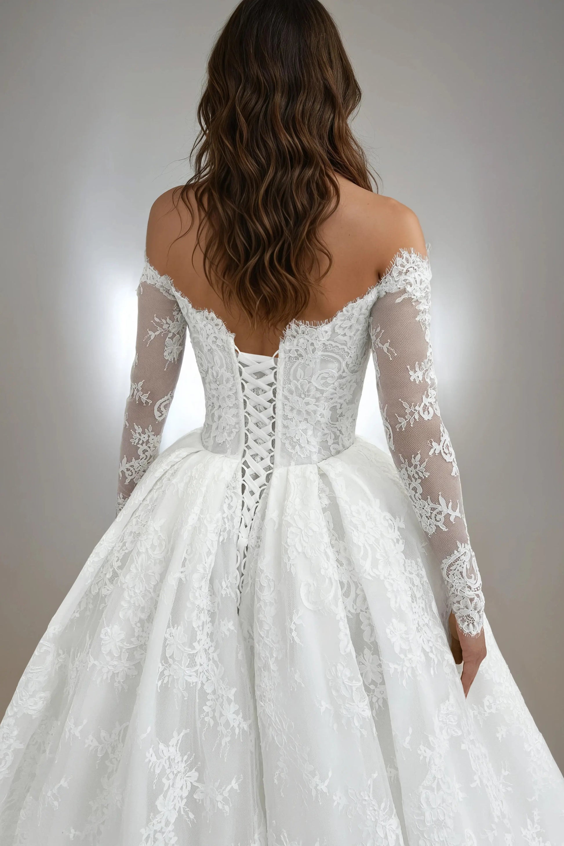 Long Sleeve Lace Ball Gown Wedding Dress Annabelle Krismil Bridal