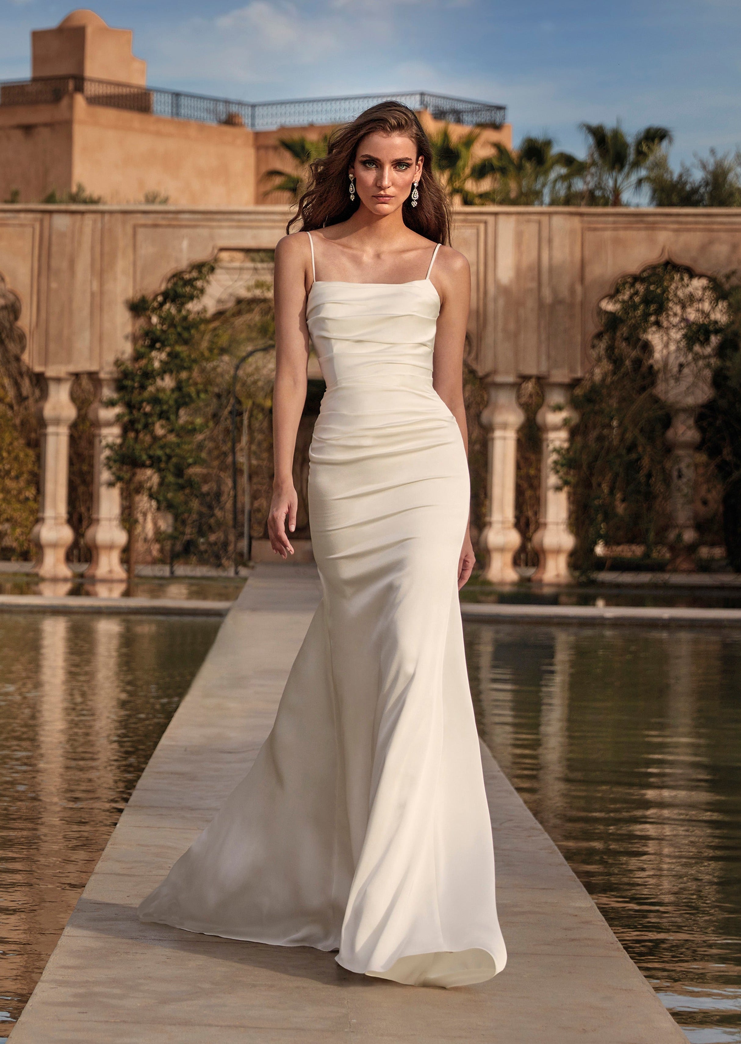 Minimalist satin wedding dress best sale