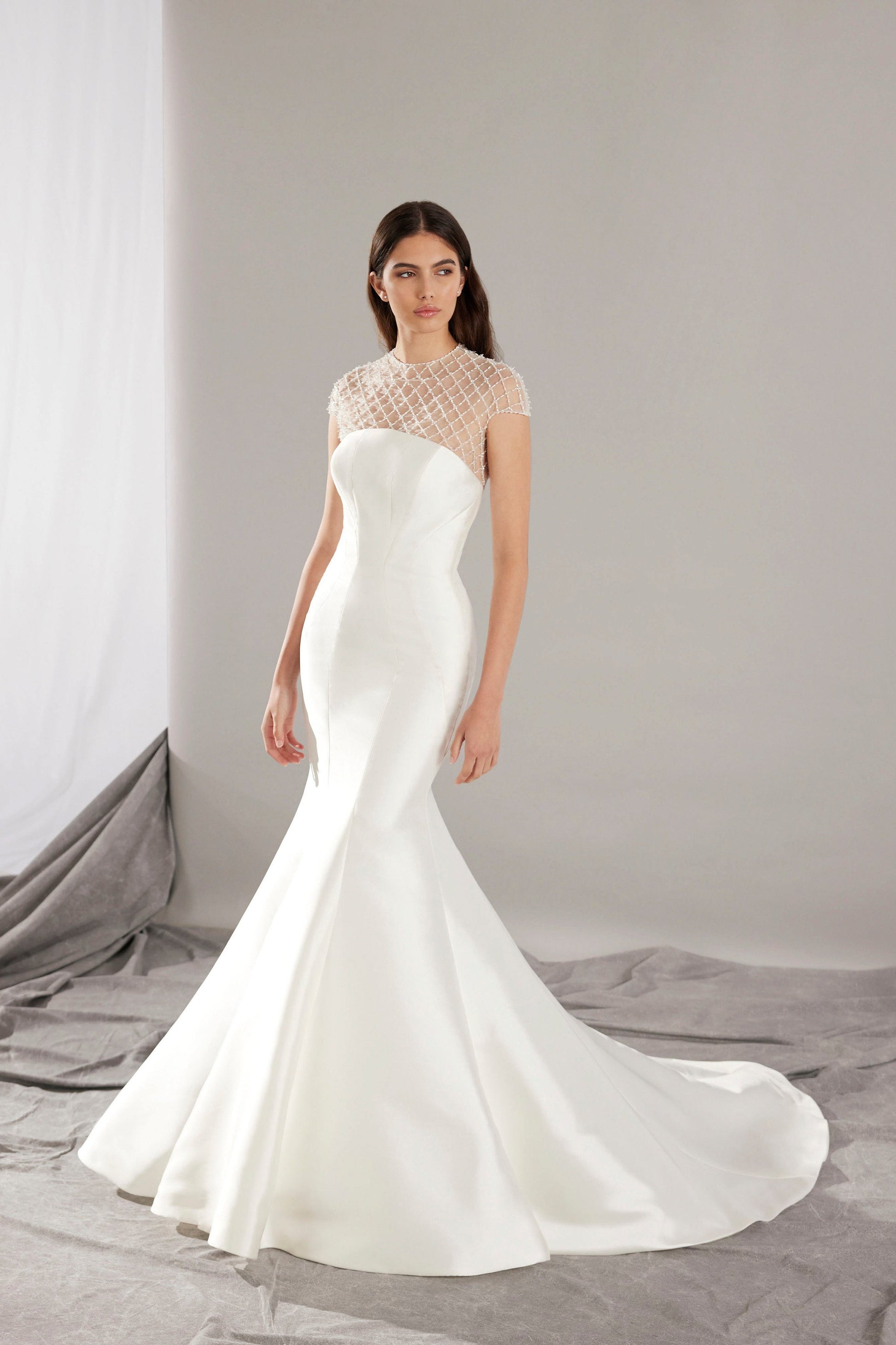 Strapless Mikado Mermaid Wedding Dress With Jacket - Dalvir Strapless Mikado Mermaid Wedding Dress With Jacket - Dalvir