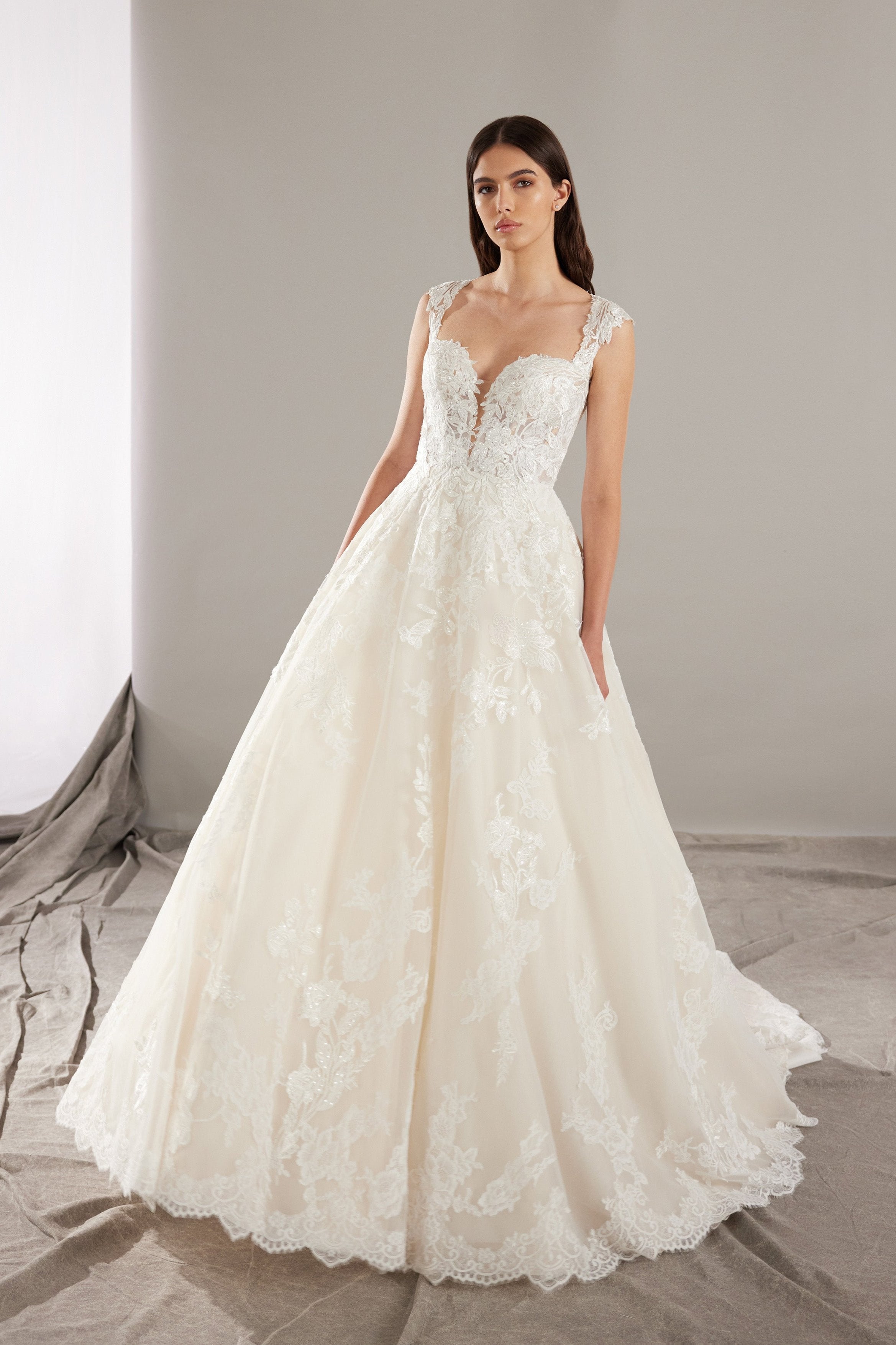 Queen Anne Neckline Wedding Dresses Krismil Bridal