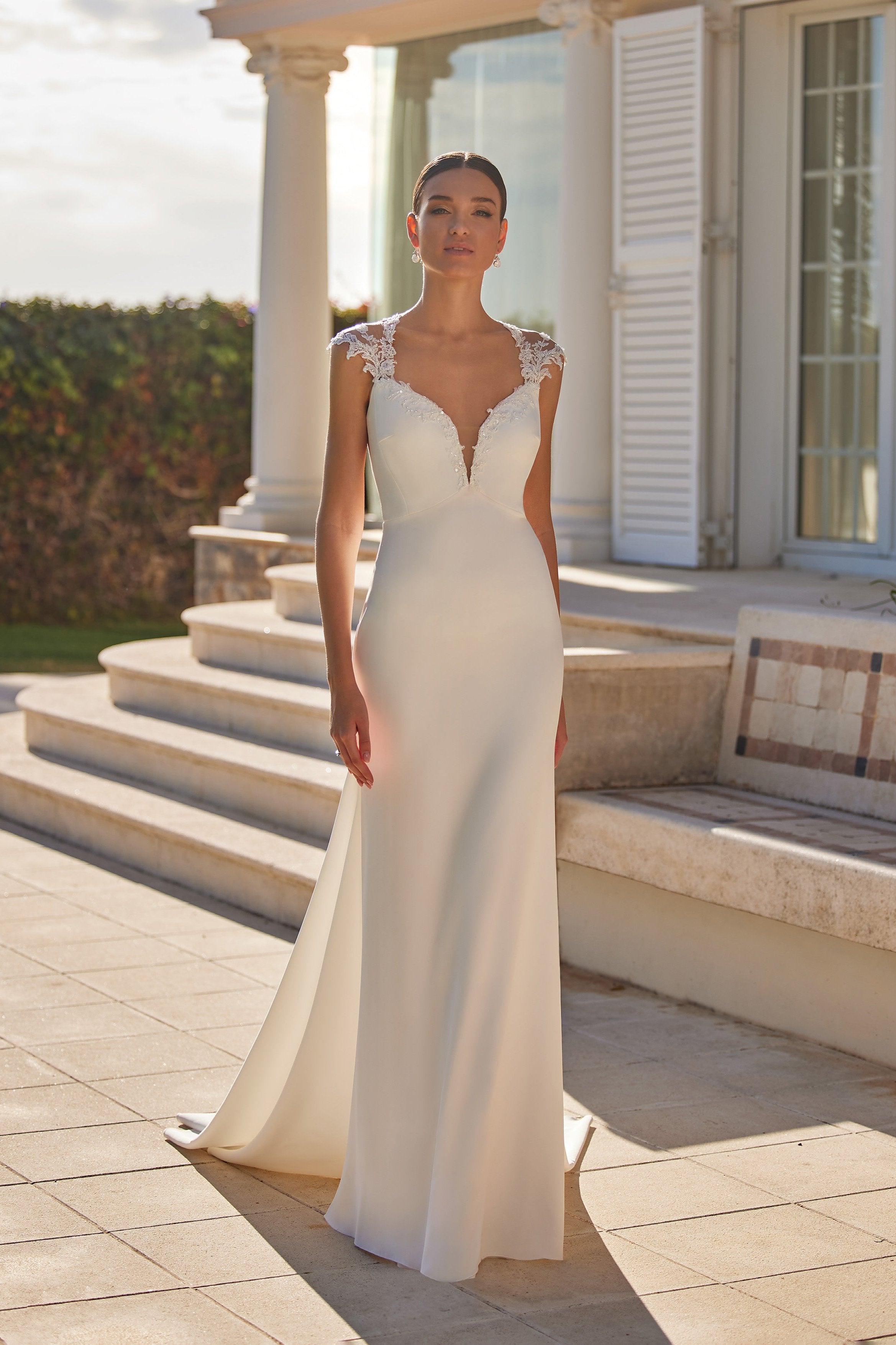 Queen Anne Neckline Wedding Dresses | Krismil Bridal Queen Anne Neckline Wedding Dresses | Krismil Bridal