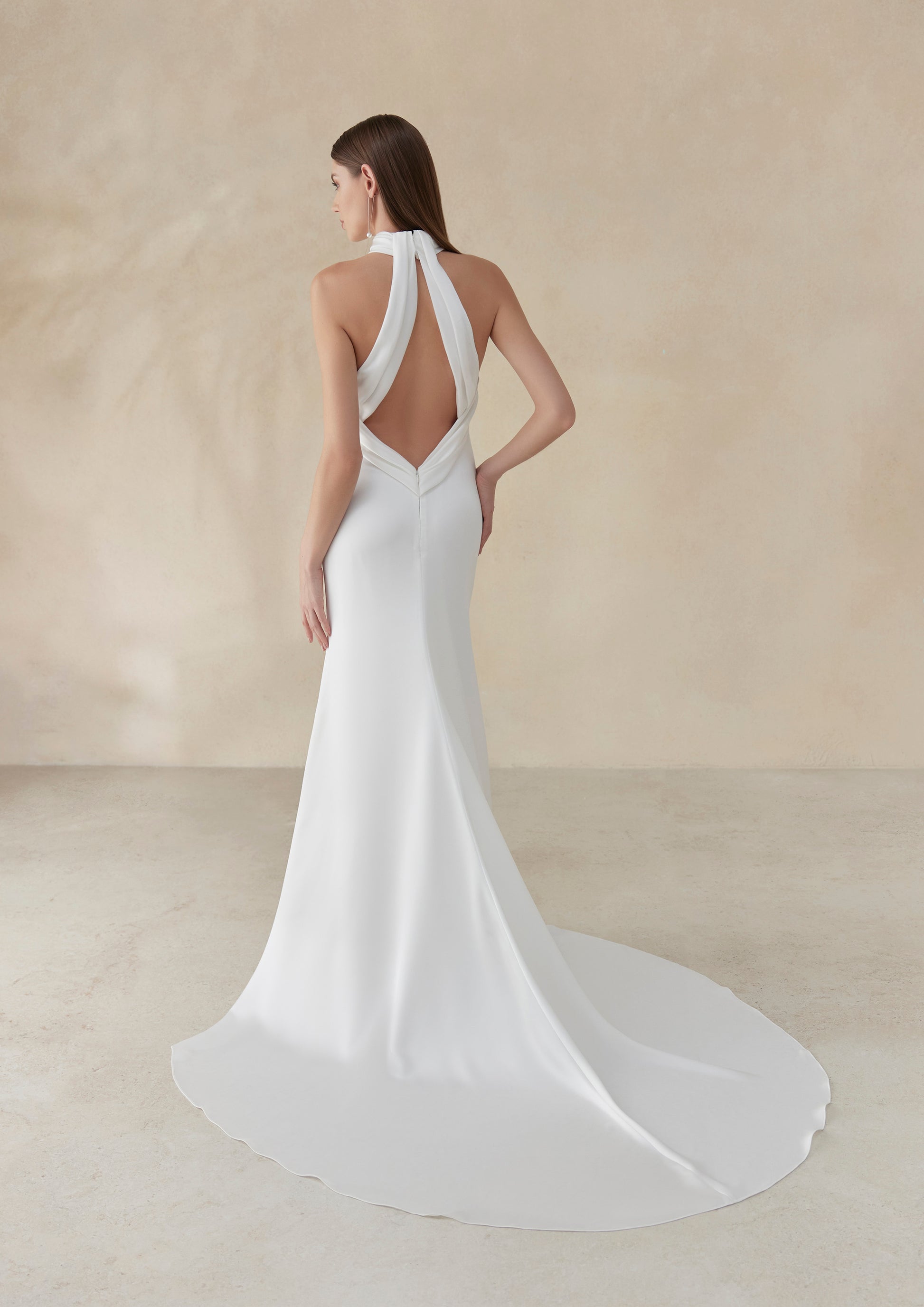 halter neck wedding dress with low back Morilee "Persah" Sophisticated Halter Low Back Bridal Gown