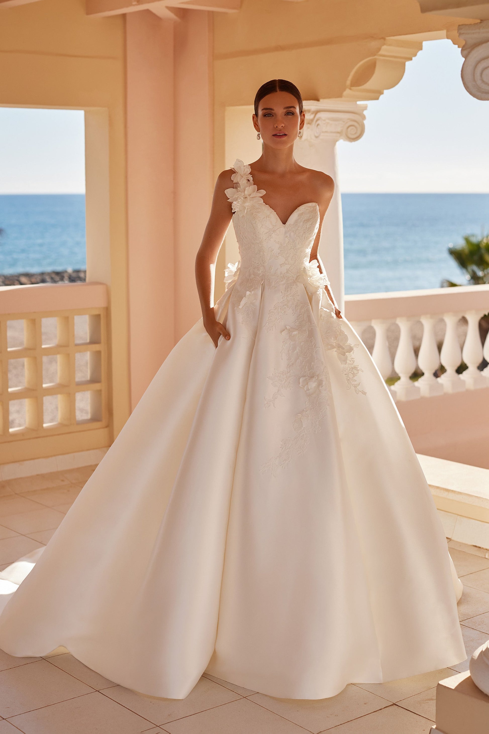 Mikado Ball Gown Wedding Dress With 3D Flowers Lizzy Krismil