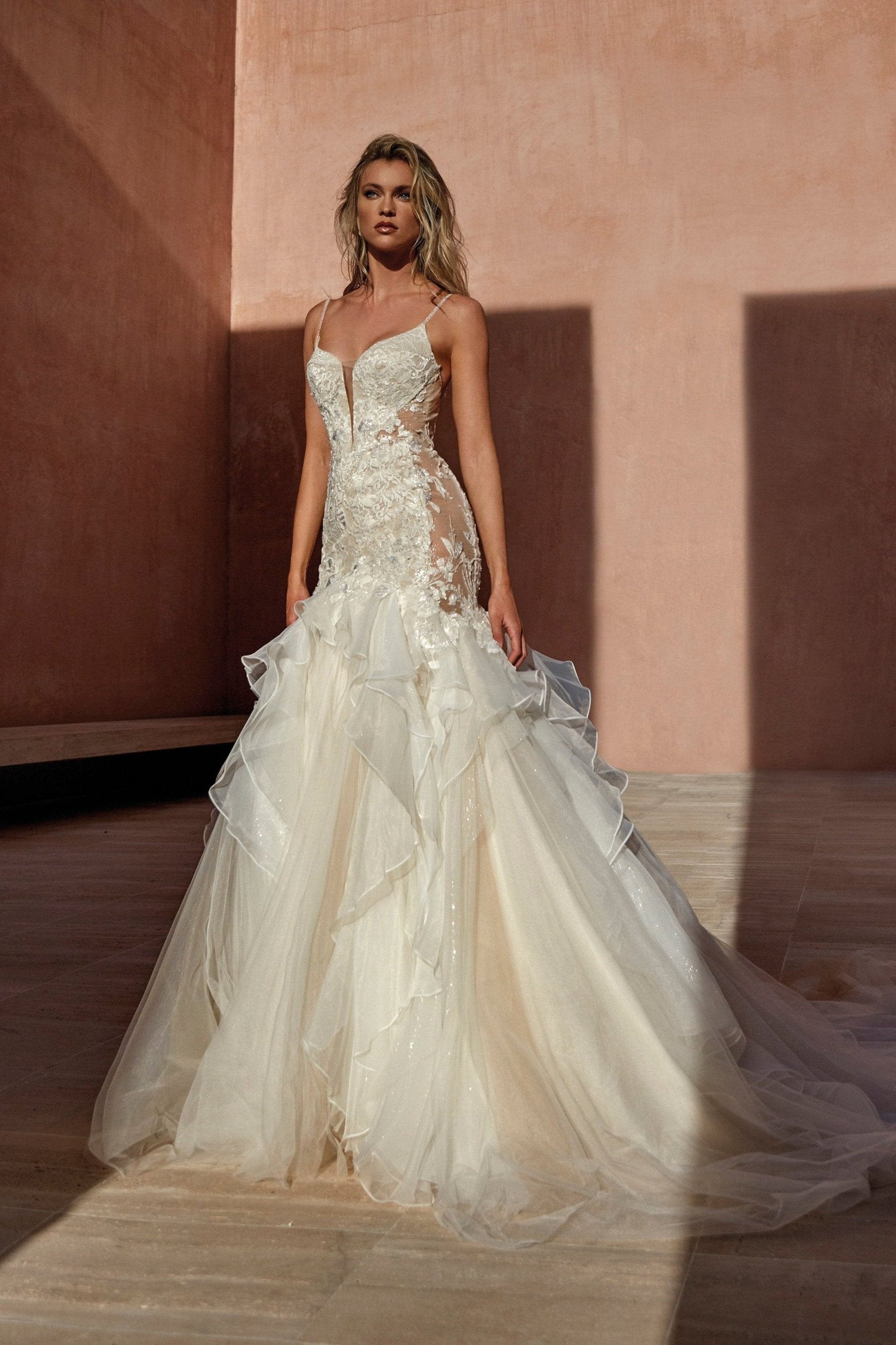 lace mermaid wedding dress with feather skirt Prom Dress Lace Mermaid Wedding Dress With Feather Skirt Handmade 3D Floral Applique Mermaid Feather Wedding